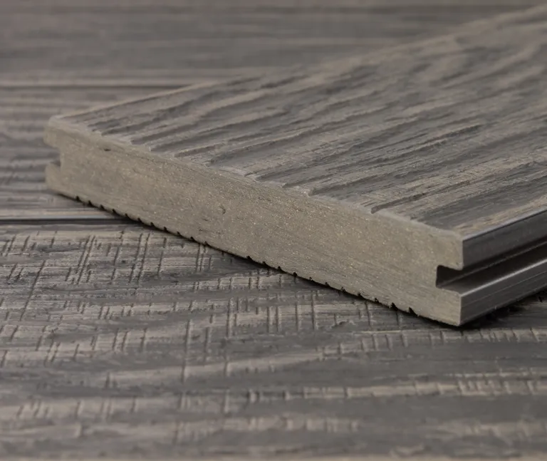 HORI Terrassendielen WPC Maui Massiv grau tiefe Holzstruktur + geriffelt 21 x 143 mm 7