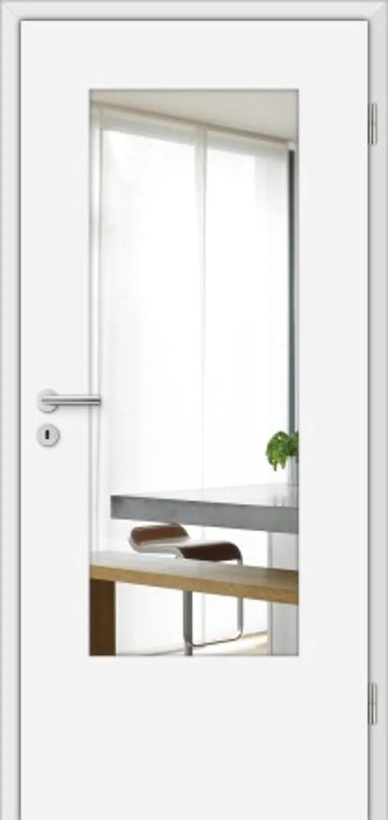 HORI Zimmertür CPL Weiß RAL9010 mit Lichtausschnitt Röhrenspan Rundkante 0