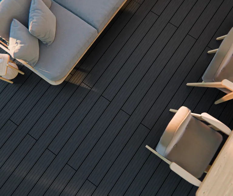 HORI Terrassendielen Komplettset WPC Antigua Hohlkammer anthrazit grob / fein geriffelt 21 x 146 mm 8