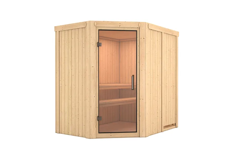 Karibu System-Sauna Komplettset Mynte Eckeinstieg 68 mm 2