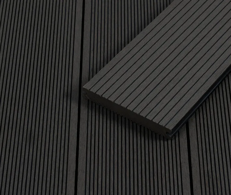 HORI Terrassendielen Komplettset WPC Mauritius massiv grau grob / fein geriffelt 20 x 140 mm 2