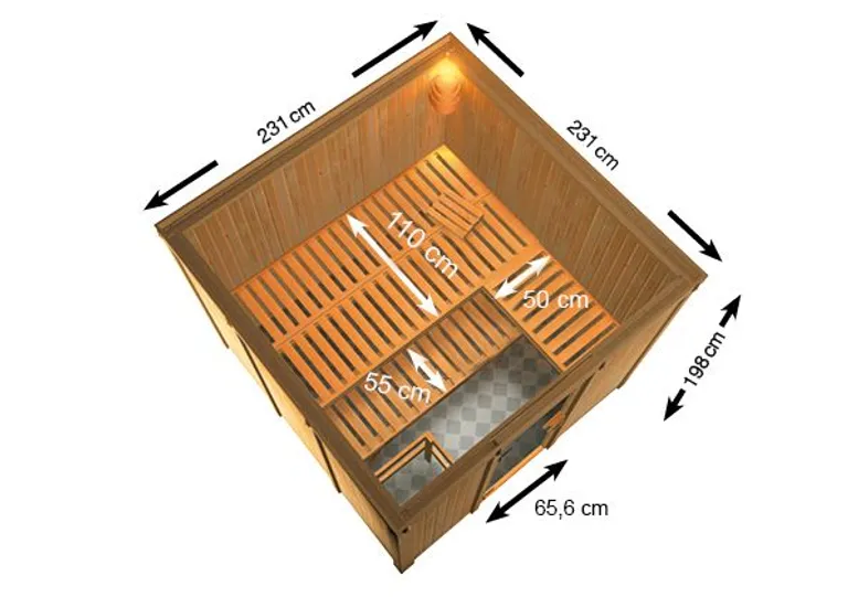 Woodfeeling Massivholz-Sauna Arvika Fronteinstieg 68 mm 2