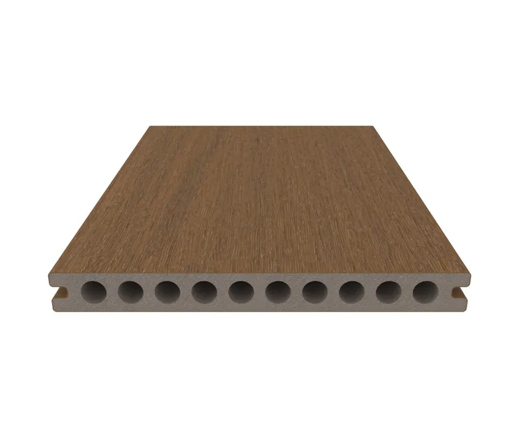 NewTechWood Terrassendielen WPC Hohlkammer Gigante Oldwood Teak Holzstruktur gebürstet / glatt gebürstet Co-Extrudiert 22,5 x 210 mm 1