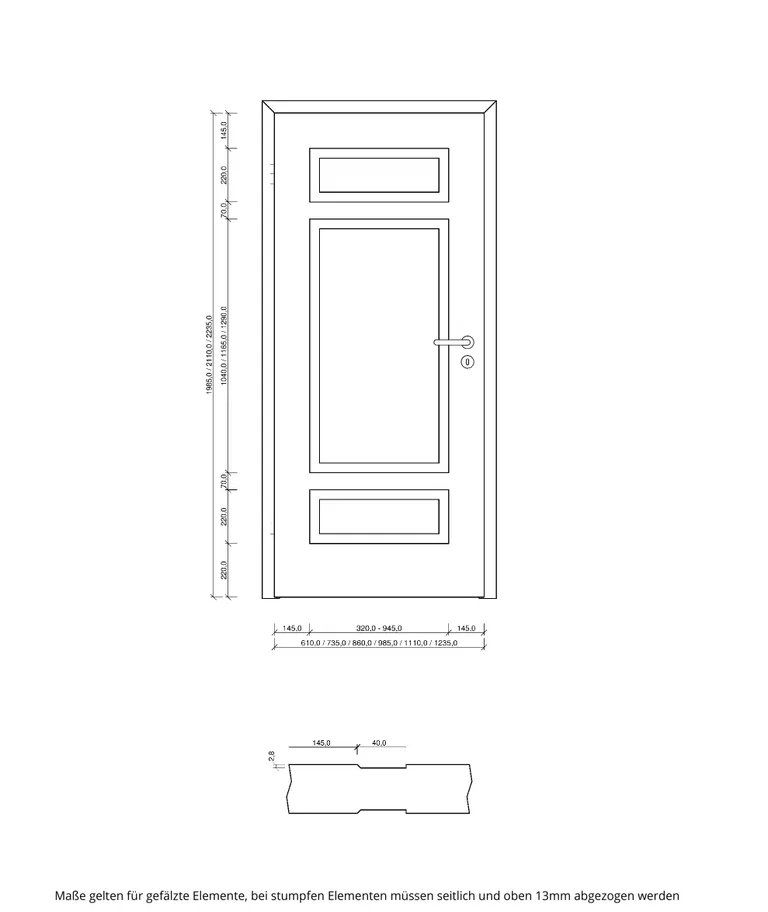 PRÜM Zimmertür ELEGANCE MODENA M3/1 Weißlack Exclusiv RAL 9010 Röhrenspan Eckkante 5