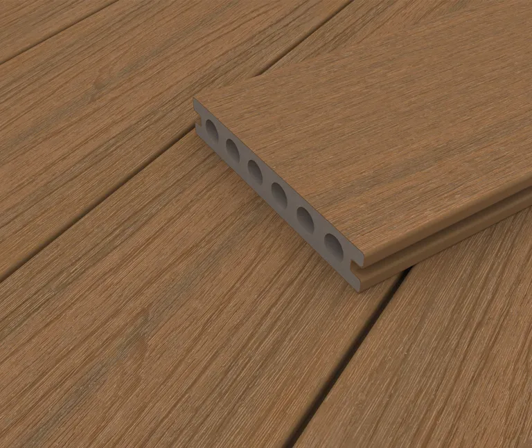 HORI Terrassendiele WPC Hohlkammer Co-Extrudiert tiefe Struktur 22,5 x 138 mm Naturbraun 3