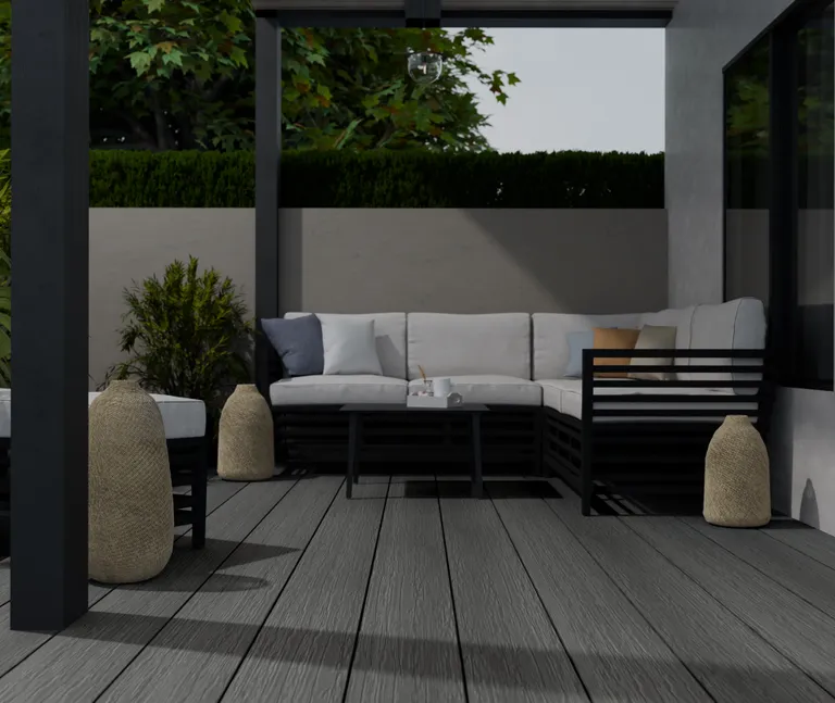 HORI Terrassendielen WPC Maui-Style XXL Massiv grau tiefe Holzstruktur + geriffelt 17 x 220 mm 0