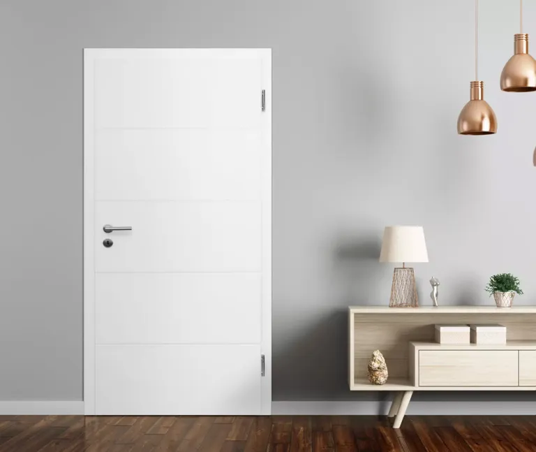 HORI Schallschutz Wohnungseingangstür Valencia Signalweiß RAL9003 SK1 Designkante Vollspan 1