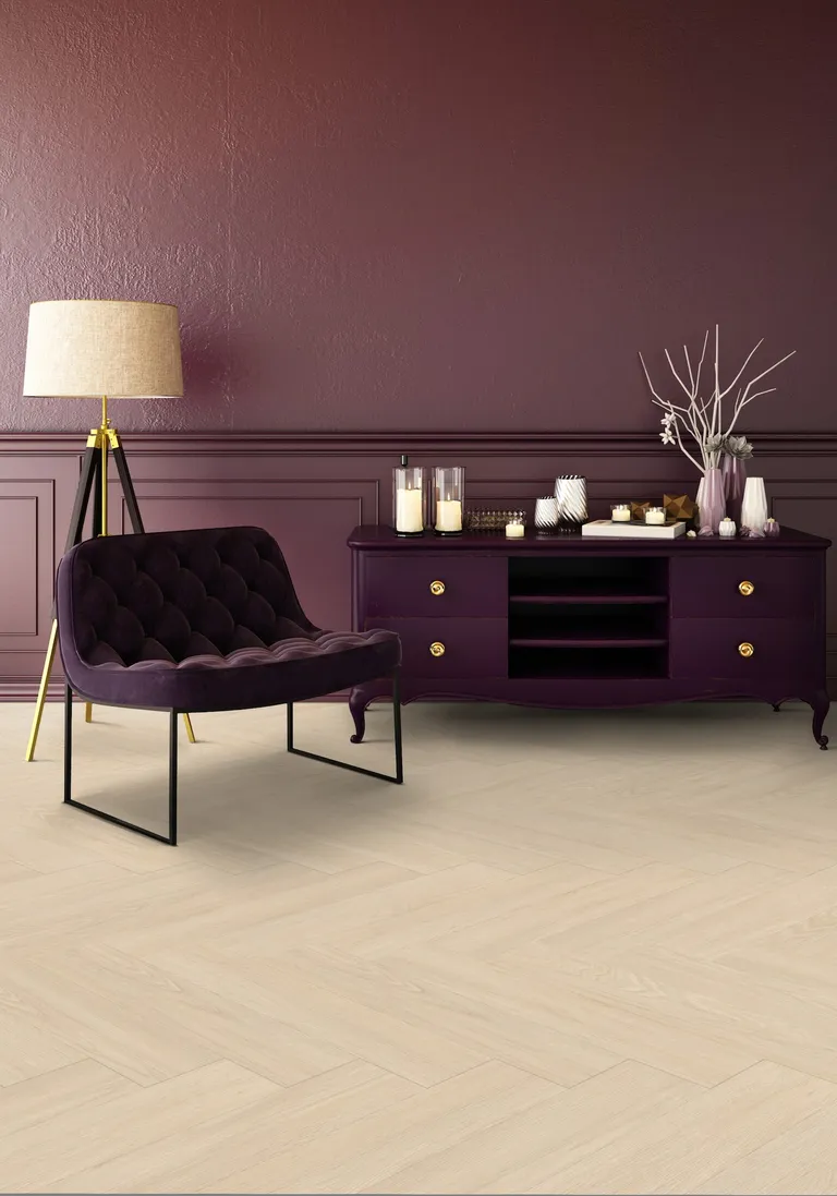 Gerflor Klebe-Vinylboden massiv Virtuo 55 Blomma Cream Fischgrät 4