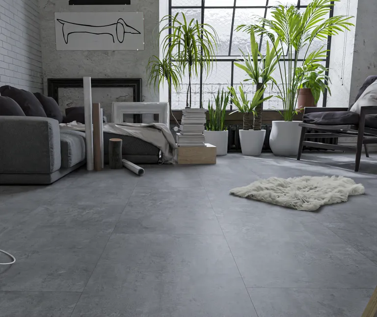 HORI Klick-Hartvinylboden Rigid SPC XXL Fliesenformat Porfido di Trentino Steinstruktur 5