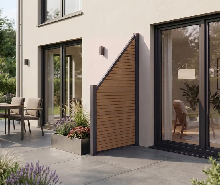 NewTechWood WPC Sichtschutzzaun Stecksystem Modena Rhombus Schrägelement 1