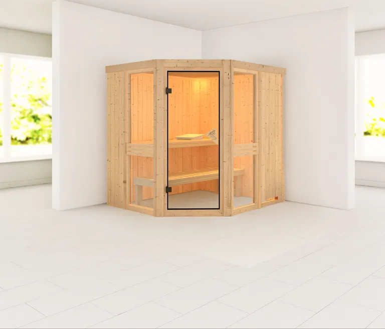 Karibu System-Sauna Amelia 1 Eckeinstieg 68 mm 0