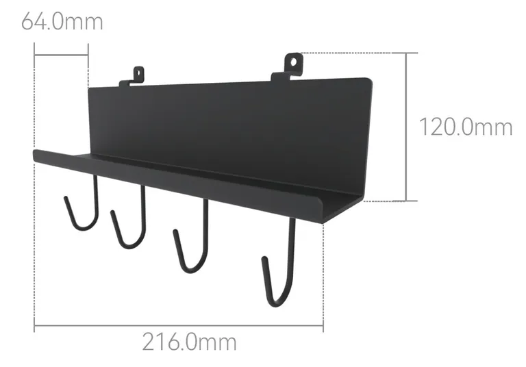 HORI Wandverkleidung Zubehör Wandregal Industrie-Design mit Haken 1