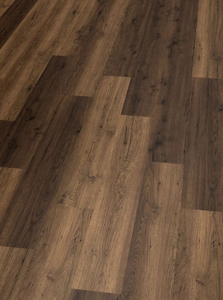 DOMIZIL PVC freier Klick-Designboden Aqua Hickory stark geräuchert Landhausdiele 1