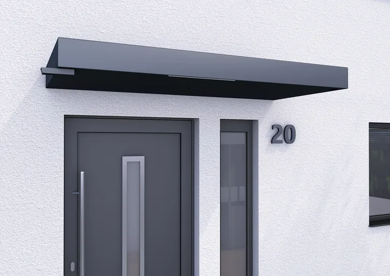 Gutta Vordach Haustür mit Seitenteil BS PLUS aluminium 15