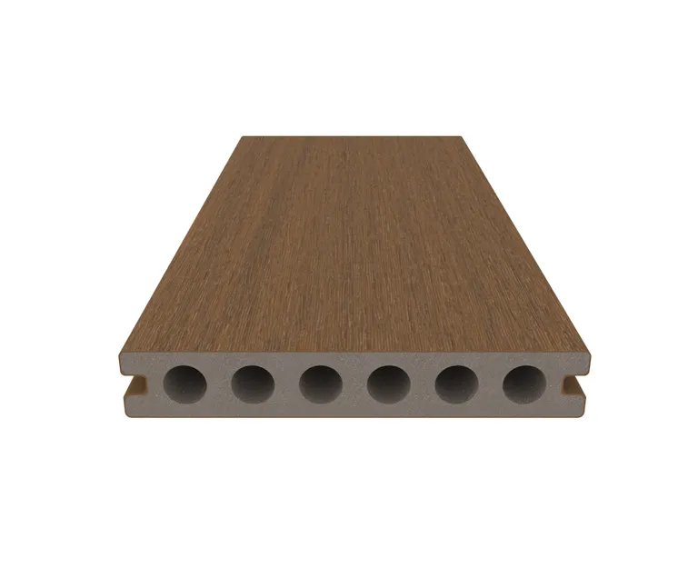 NewTechWood Terrassendielen WPC Hohlkammer Deluxe Oldwood Teak Holzstruktur gebürstet / glatt gebürstet Co-Extrudiert 22,5 x 138 mm 1