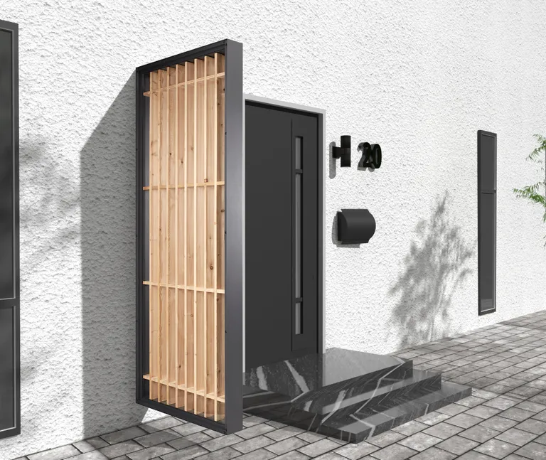 Gutta Vordach Haustür BS Timber mit Seitenteil 11
