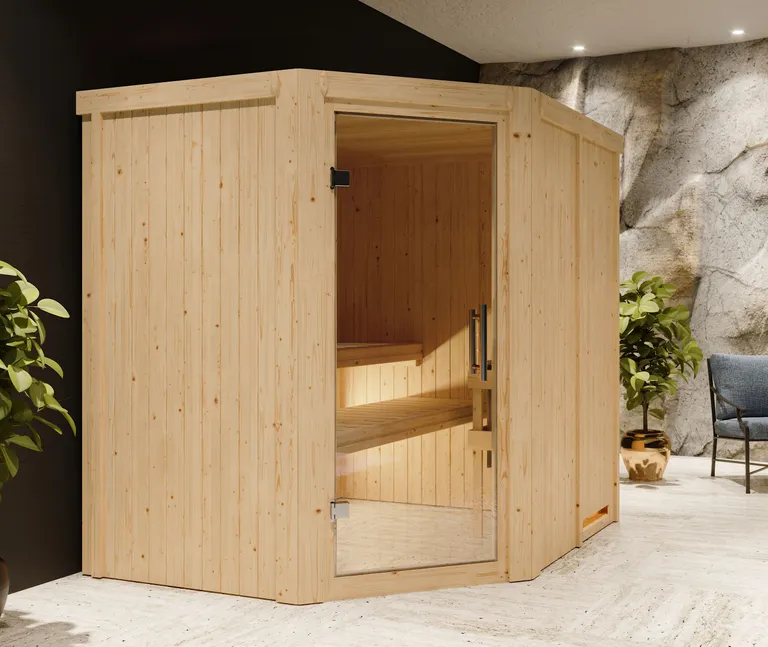 Karibu System-Sauna Siirin Eckeinstieg 68 mm 1