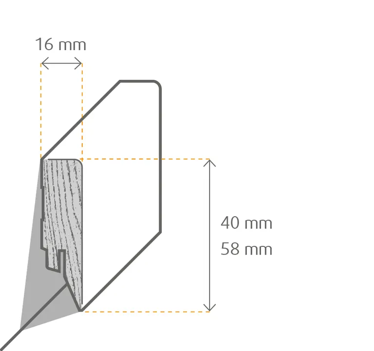HORI Massivholzkern- Sockelleiste Eiche weiß matt versiegelt Modern Profil 1