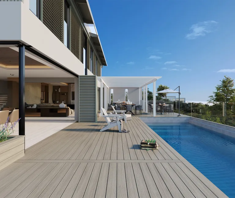 HORI Terrassendiele WPC Hohlkammer Essential Co-Extrudiert 22,5 x 145 mm Grau-Beige 0