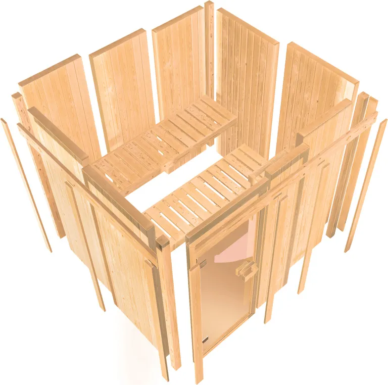 Karibu System-Sauna Komplettset Ida Eckeinstieg 68 mm 6