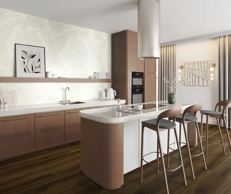 MODEE Wandverkleidung 1200 x 600 x 4 mm Fliese Stone Essence Monza White mit Naturstruktur 3