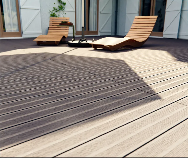 HORI Terrassendielen Komplettset WPC Maui Massiv grau tiefe Holzstruktur + geriffelt 21 x 143 mm 8