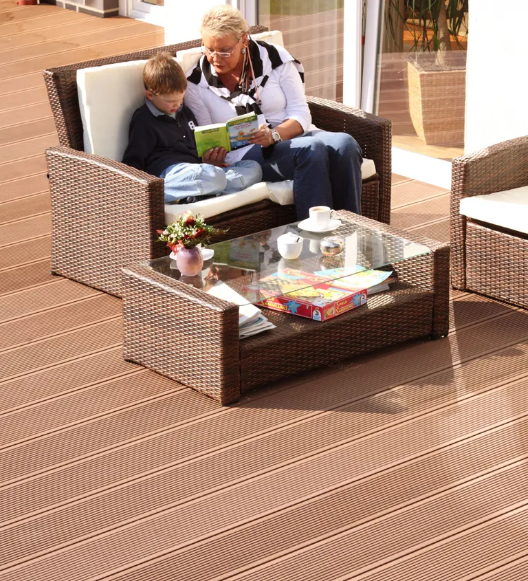 Megawood Terrassendielen Komplettset WPC Jumbo Classic massiv nussbraun 1