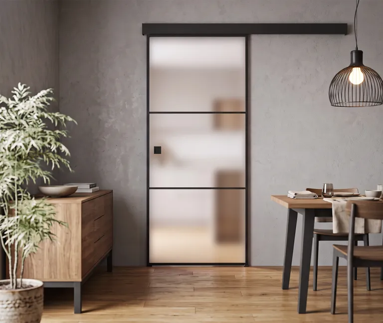 HORI Glasschiebetür Komplettset Loft Premium Plano satiniert ESG 8 mm 1