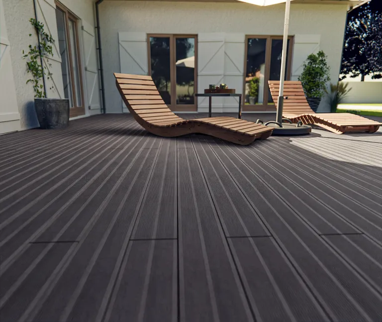 HORI Terrassendielen WPC Bali Massiv hellgrau beidseitig geriffelt 20 x 140 mm 9