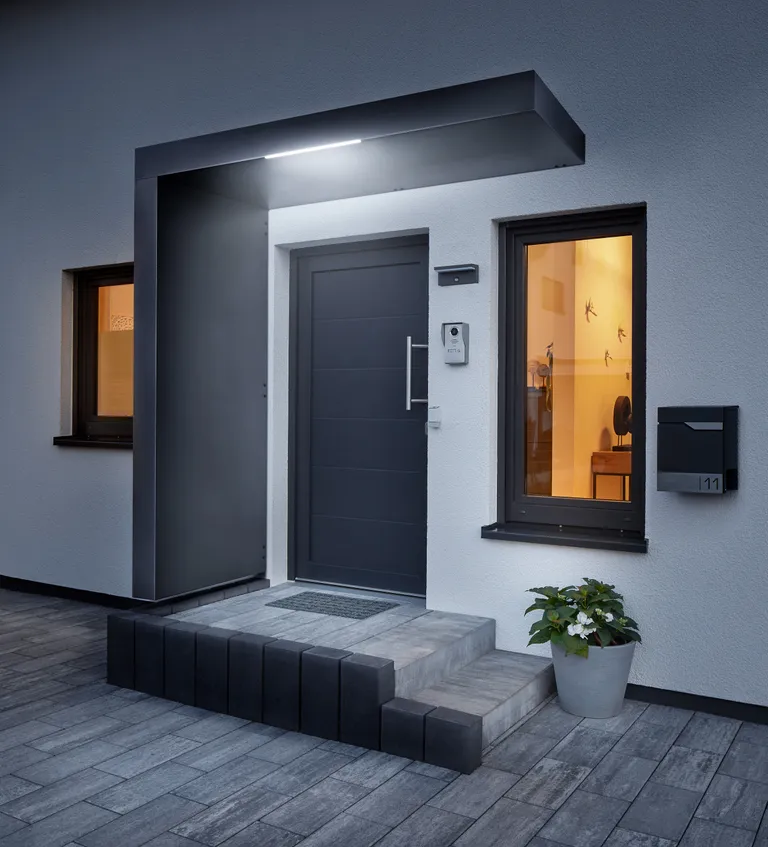 Gutta Vordach Haustür mit Seitenteil BS PLUS aluminium 3