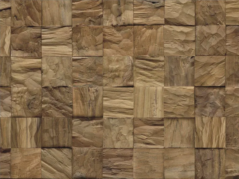 INDO Echtholz Wandverkleidung 3D Holzverblender Diamondwood Cube Natural 2