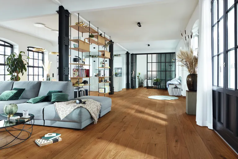 MEISTER Lindura Holzboden HD 400 Eiche authentic kastanienbraun 8911 gebürstet Landhausdiele 5G Dry® 1