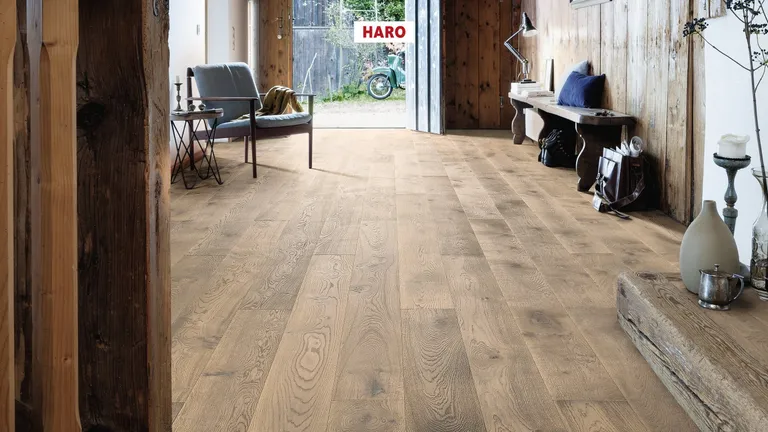 HARO Parkett 4000 Eiche tabakgrau Sauvage retro strukturiert Landhausdiele 2. Wahl 3