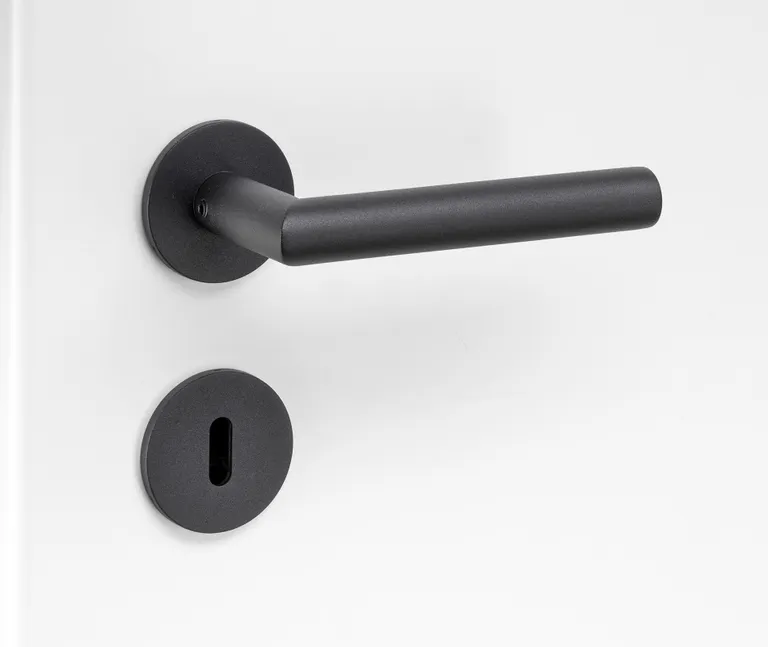 HORI Türgriff L-Form Barcelona Edelstahl schwarz Flachrosetten 0