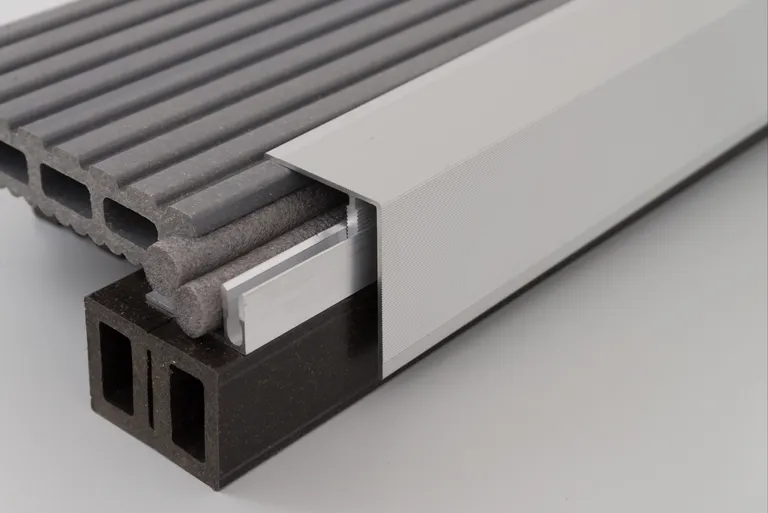 Kovalex Terrassendielen Komplettset WPC Kammerprofil Exklusiv Graubraun mattiert 26 x 145 mm 6