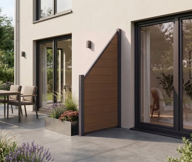 NewTechWood WPC Sichtschutzzaun Stecksystem Portland Schrägelement 1