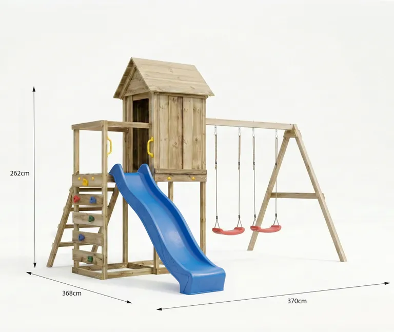 HORI Spielturm Ben, KDI grün mit 2 Schaukeln und Rutsche blau 8