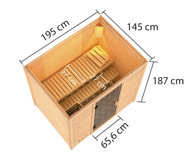 Woodfeeling Massivholz-Sauna Selena Fronteinstieg 38 mm 1