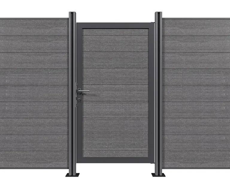 HORI WPC Sichtschutzzaun Stecksystem Safety Zauntor 1