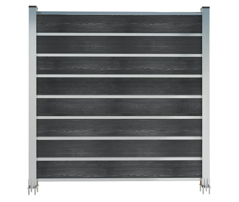 HORI Wood-Design WPC Sichtschutzzaun Stecksystem Streifen Design Zaun Komplettset 0