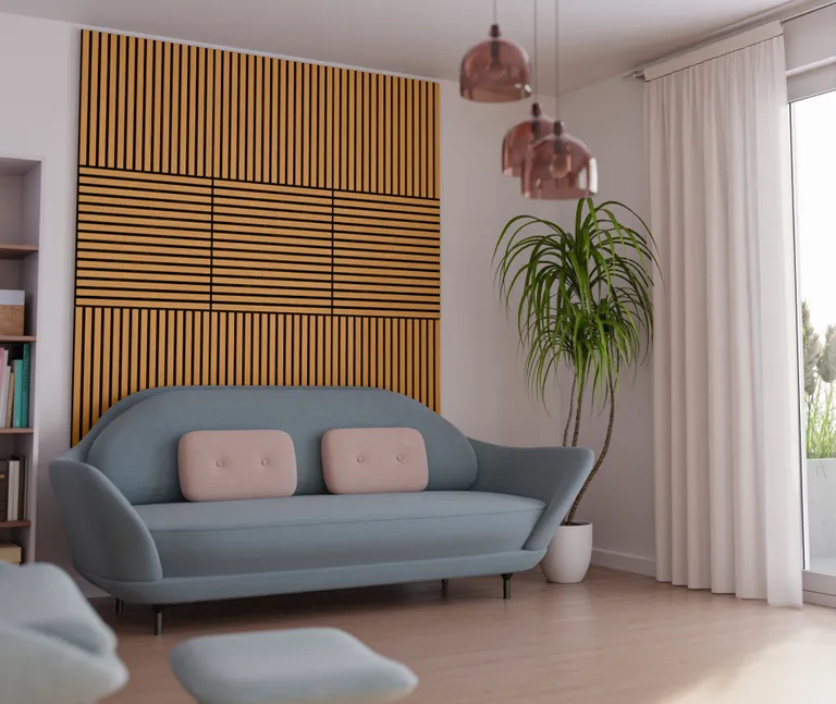 HORI WALL Akustik Dekor Wandpaneele Teak quadratisch 2