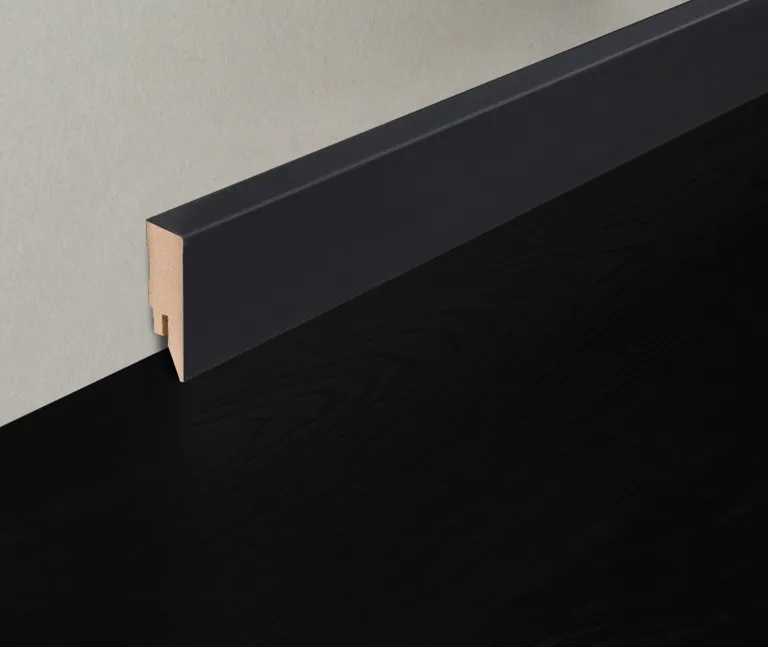 HORI MDF-Kern Sockelleiste uni schwarz matt Grundierfolie Topline 1