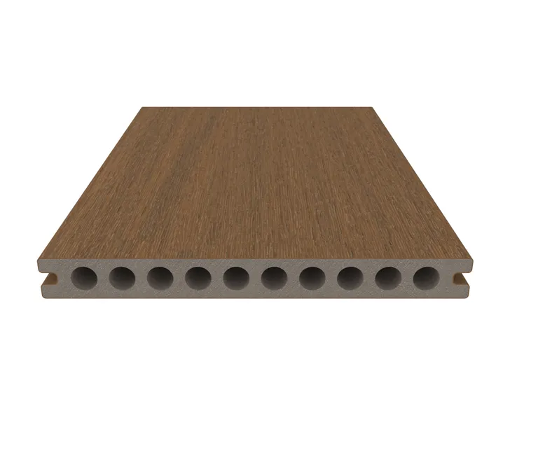 NewTechWood Terrassendielen WPC Hohlkammer Gigante Teak Holzstruktur gebürstet / glatt gebürstet Co-Extrudiert 22,5 x 210 mm 3