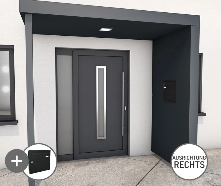 Gutta Vordach Haustür mit Seitenteil BS PLUS aluminium 1