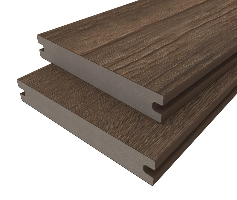 HORI Terrassendiele WPC Massiv Co-Extrudiert tiefe Struktur 22,5 x 138 mm Dunkelbraun 3