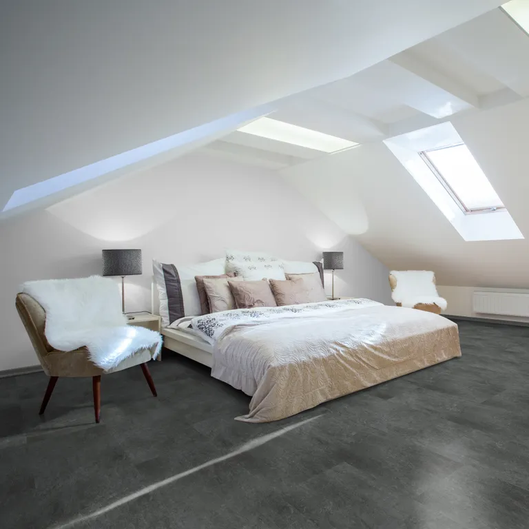 HORI Klick-Hartvinylboden Rigid SPC XXL Fliesenformat Granito Terra Antracite Steinstruktur 8