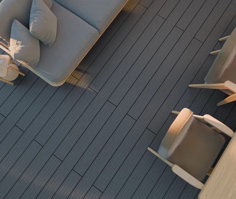 HORI Terrassendielen Komplettset WPC Antigua Hohlkammer grau grob / fein geriffelt 21 x 146 mm 8