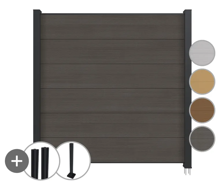 NewTechWood WPC Sichtschutzzaun Stecksystem Komplettset Castello XXL 4