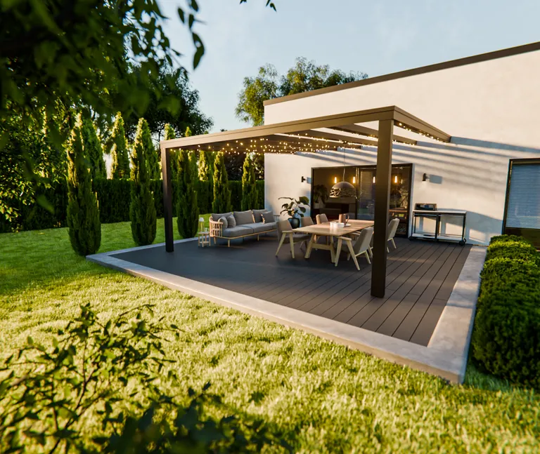HORI Terrassendielen Komplettset WPC Antigua Hohlkammer grau grob / fein geriffelt 21 x 146 mm 3