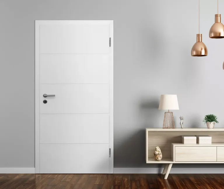 HORI Schallschutz Wohnungseingangstür Valencia Weißlack RAL9010 SK1 Eckkante Vollspan Komplettset 1